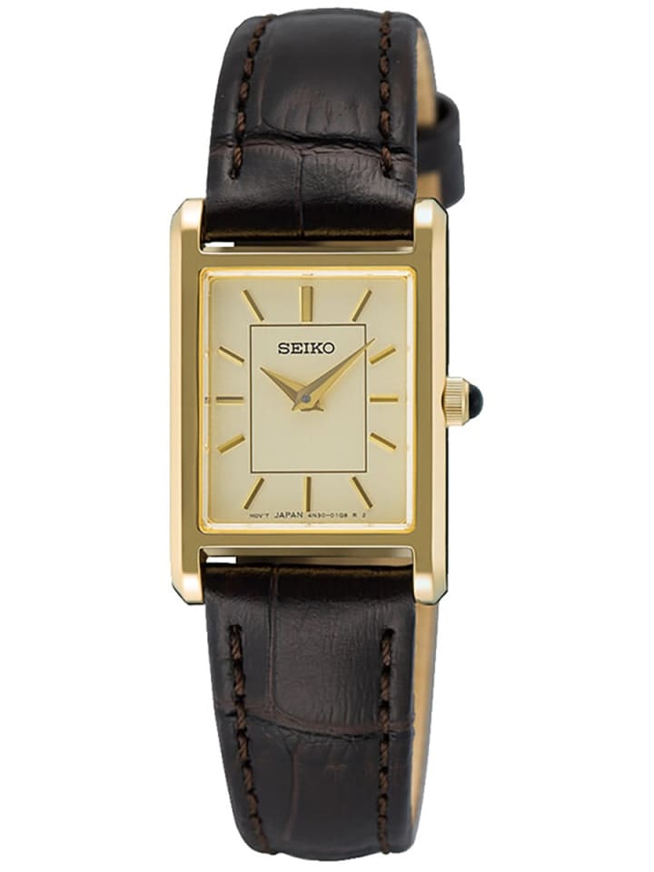 Damenuhr Quarz mit Lederband Goldfarben