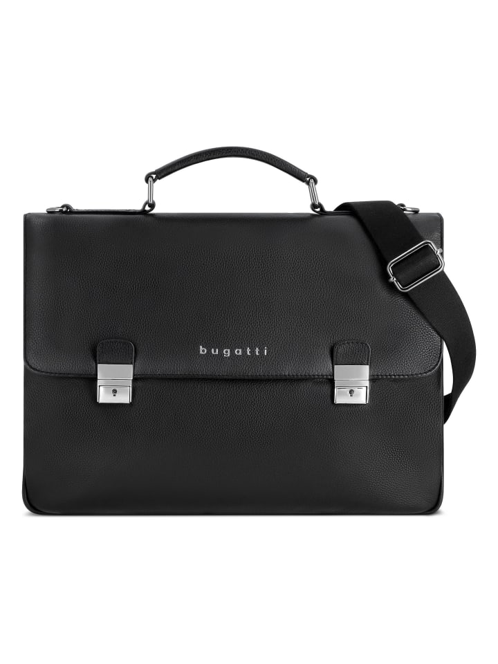 Valencia Aktentasche Leder 37 cm Laptopfach black