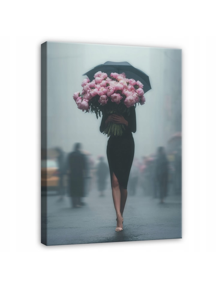 Leinwandbild Frau in Grau