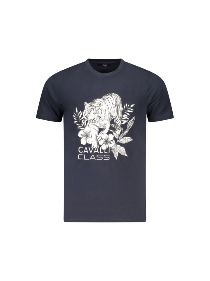 Blau Baumwolle Herren T-Shirt