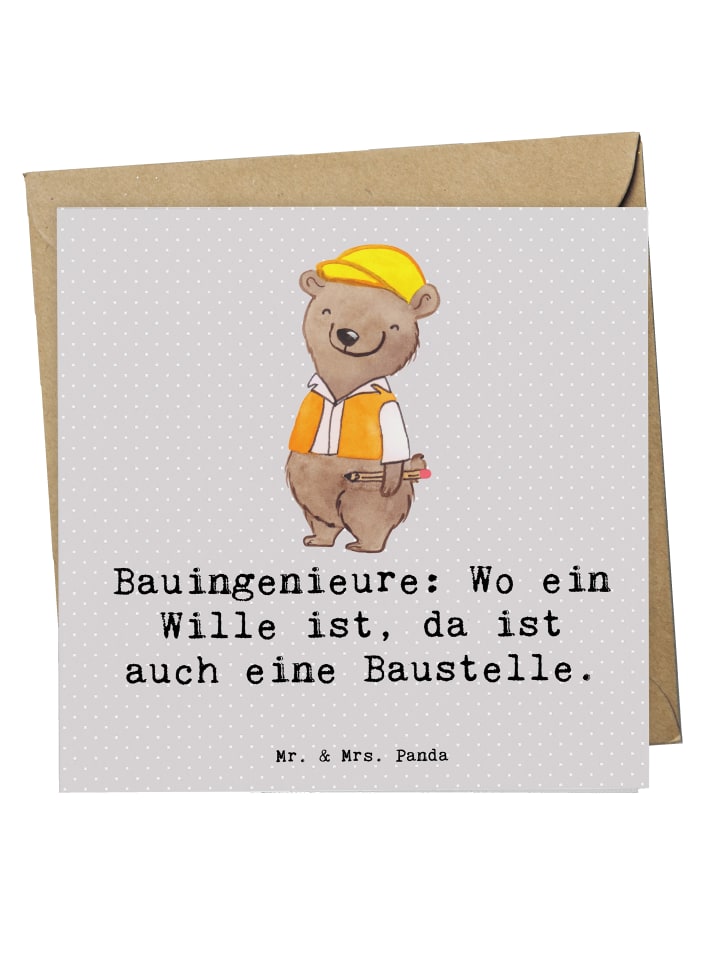 Grußkarte Bauingenieur Wille mit Spruch in Grau Pastell