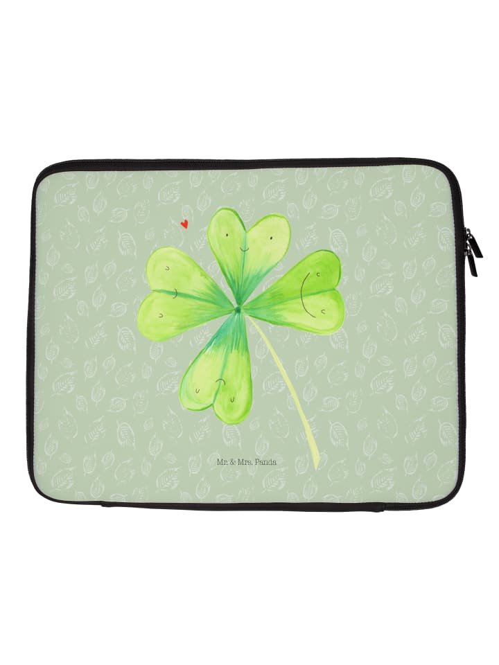 Laptoptasche Blume Kleeblatt ohne Spruch in Blattgrün