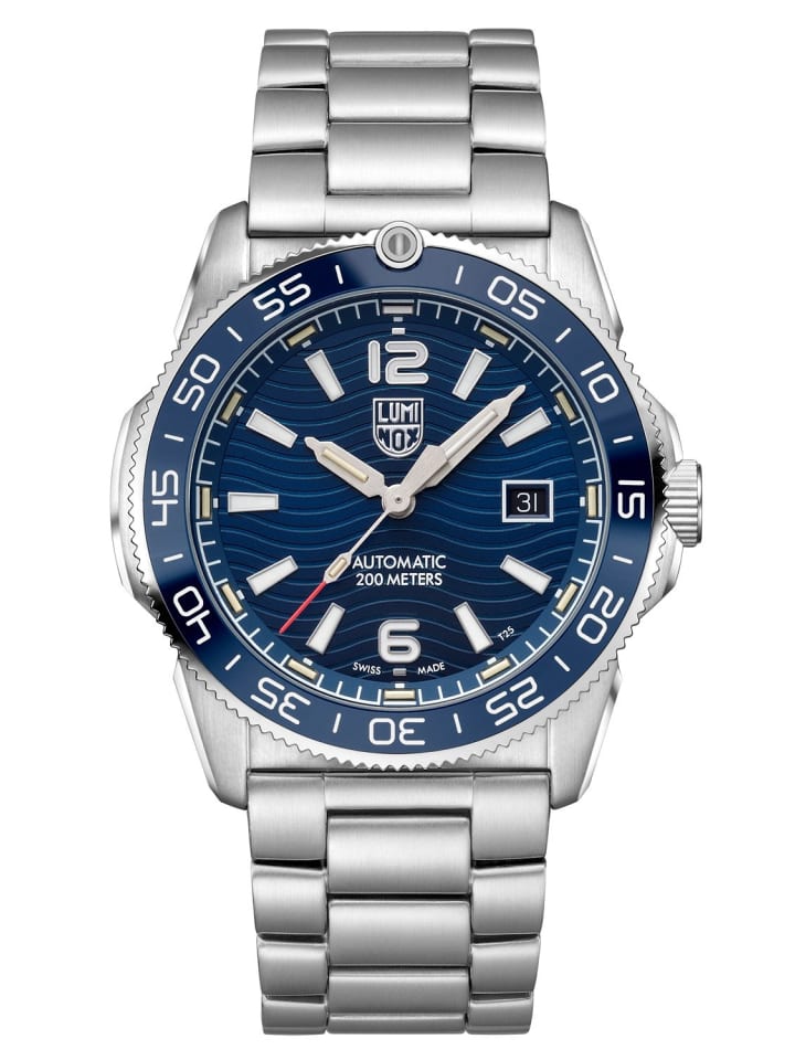 Herren-Taucheruhr Automatik Pacific Diver Stahl/Blau