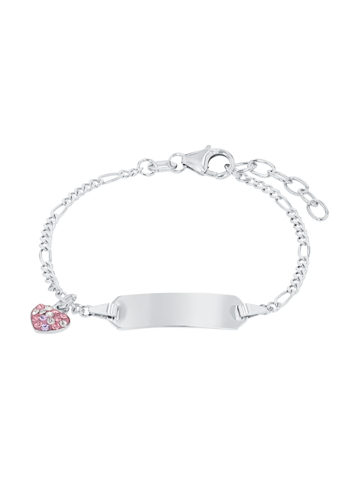 Identarmband Silber 925, rhodiniert in Rosa