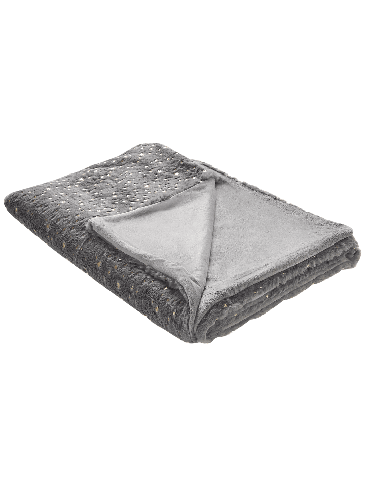 Kuscheldecke ALAZEYA in Grau/Gold - (W) 130 x (H) 1 x (L) 180 cm