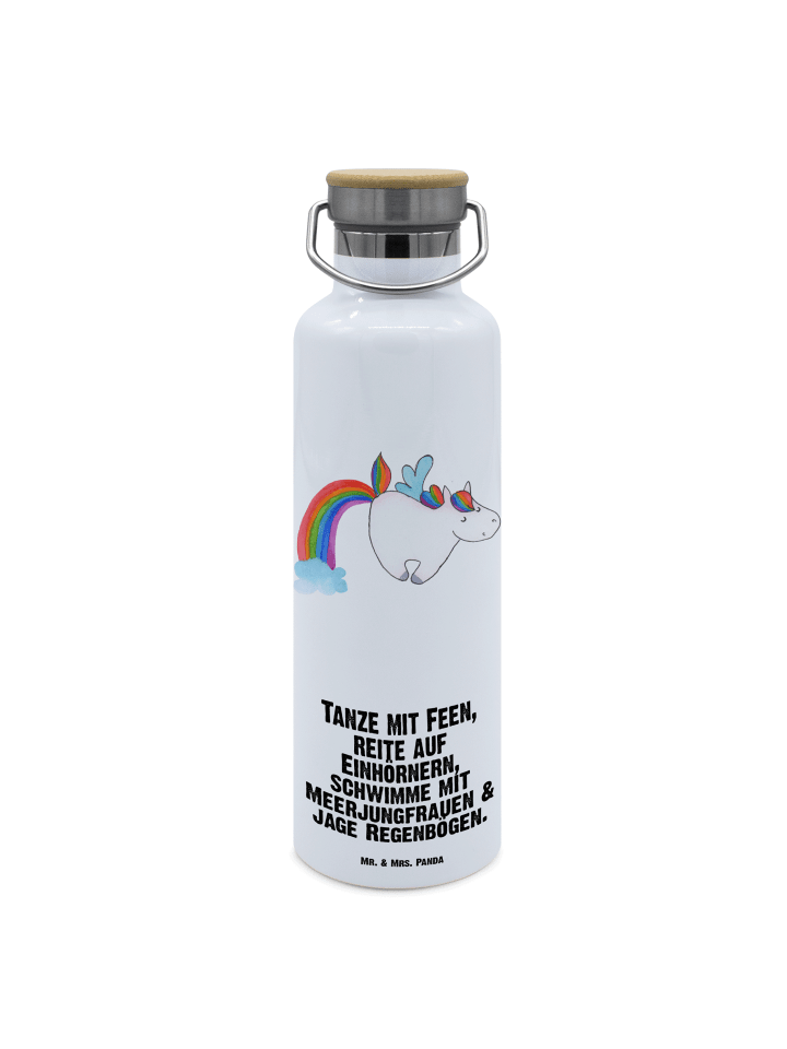 Trinkflasche Einhorn Fliegendes Pferd mit Spruch in Weiß