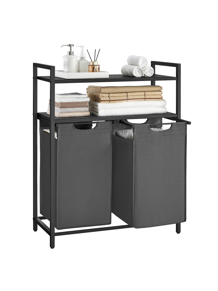 Wäschekorb Brenta in Schwarz-Grau - (B)33 x (H)92 x (T)73 cm