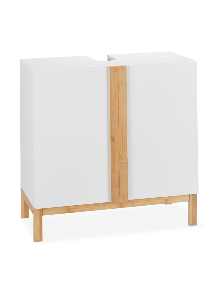Waschbeckenunterschrank in Weiß/Natur - (B)60 x (H)60,5 x (T)30,5 cm
