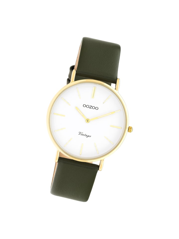 Analog-Armbanduhr Oozoo Vintage Series olivgrün mittel (ca. 36mm)