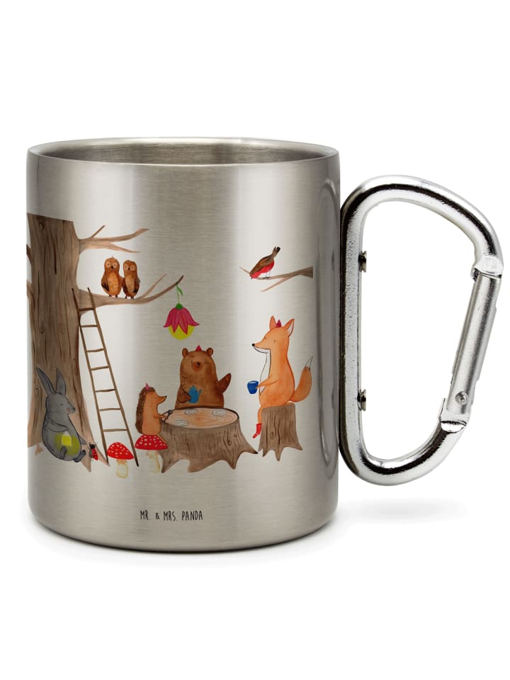 Kaffeebecher Waldtiere Picknick ohne Spruch in Silber