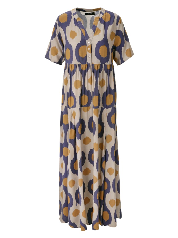 Sommerkleid in taupe-blau-hellbraun