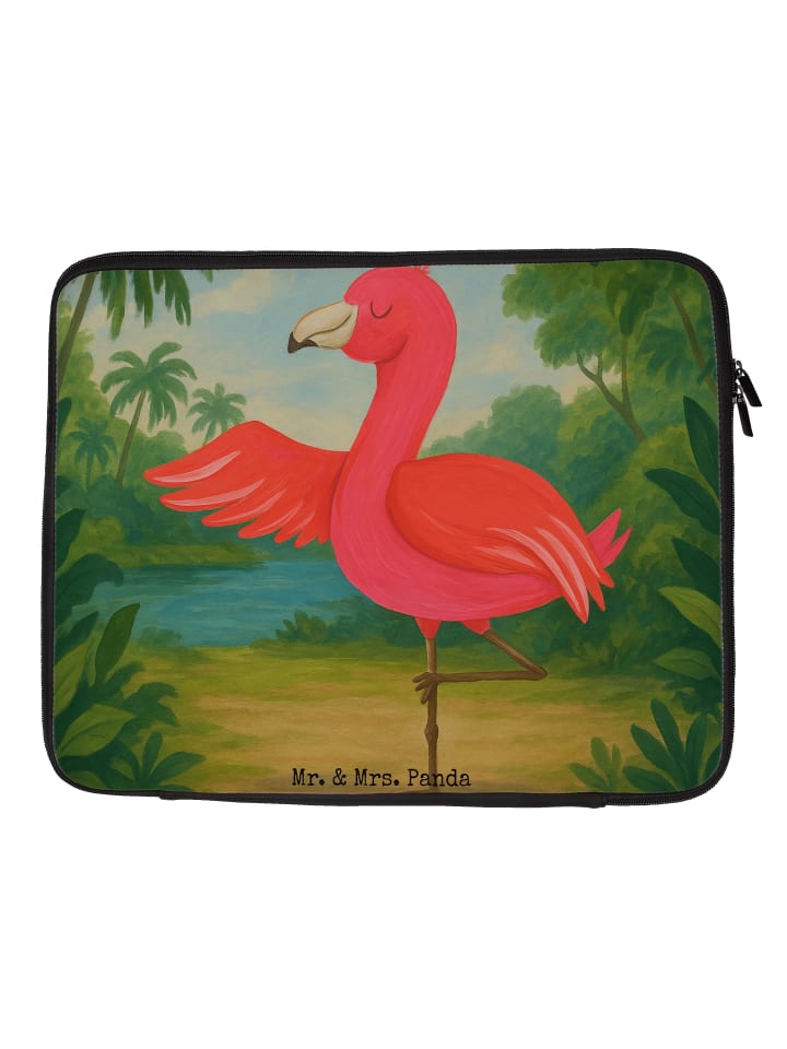 Laptop Bag Flamingo Yoga Design ohne Spruch in Weiß
