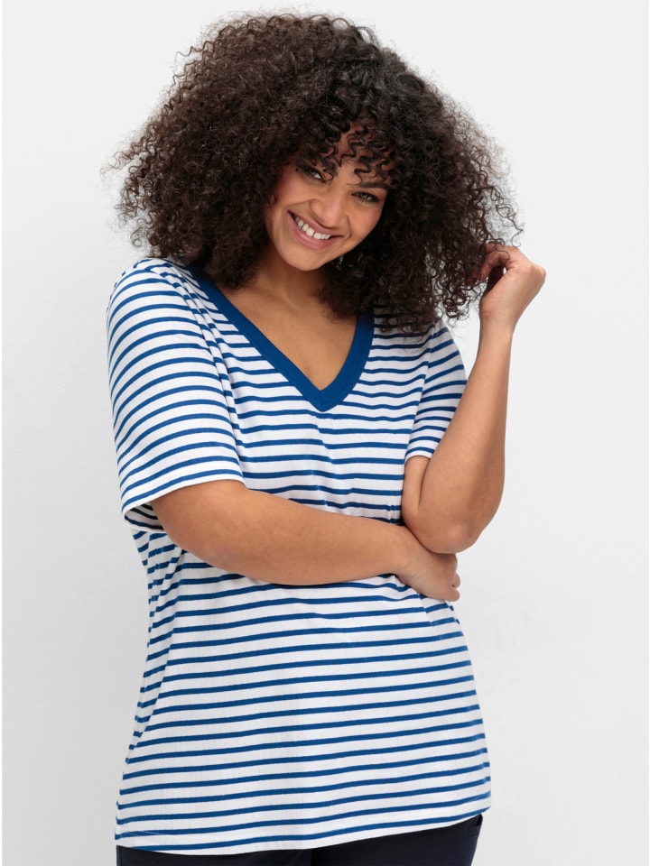 T-Shirt in blaubeere-gestreift