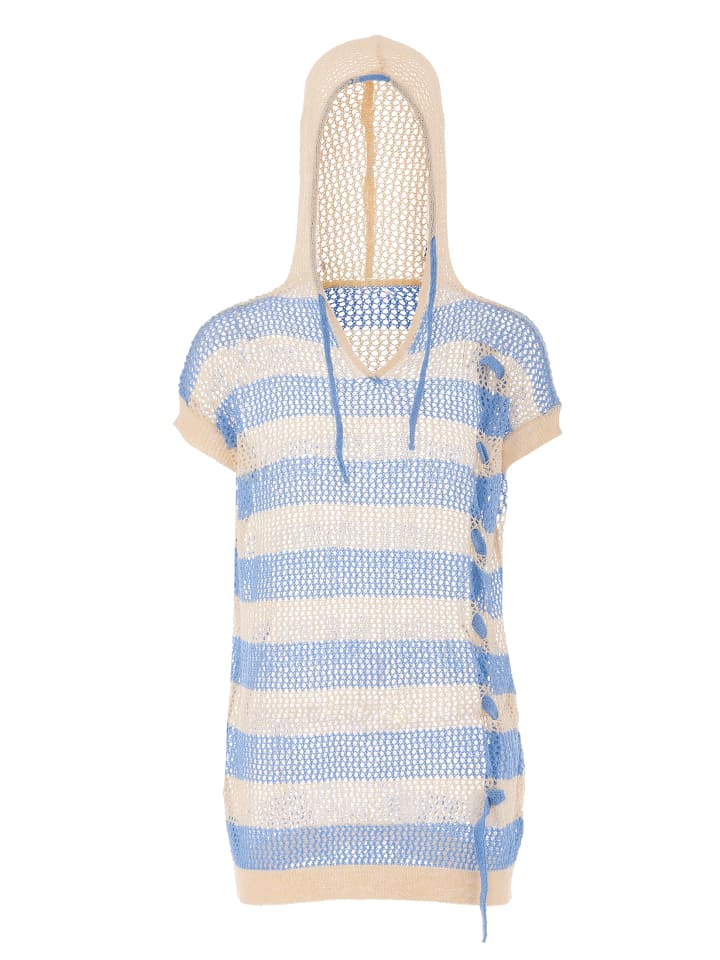 Women Strickpullover in Light Beige Denim Blue
