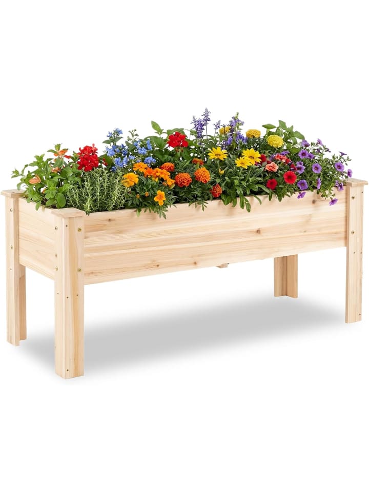 Hochbeet aus Holz 119x45x51cm in Hellbraun