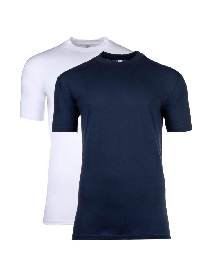 T-Shirt 2er Pack in Blau/Weiß