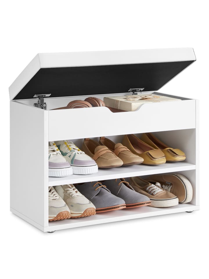 Schuhbank Custos in Mattweiß - (B)30 x (H)44 x (T)60 cm