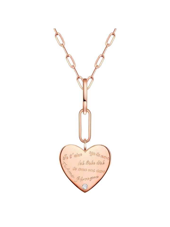 Halskette Herz aus Sterling Silber mit Zirkonia in roségold