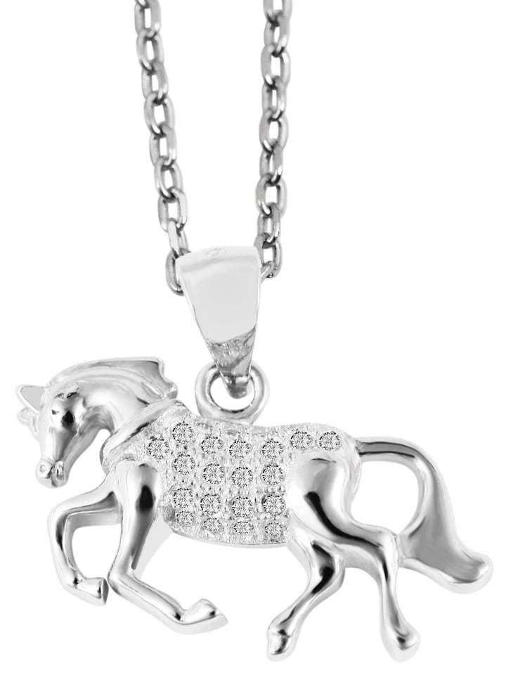 Damen Anhänger – Pferd Anhänger aus 925 Silber mit Zirkonia in silber