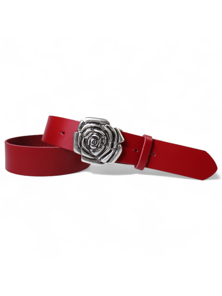 Damen Ledergürtel Silber in Rot