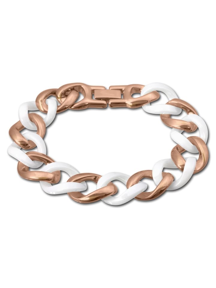 Armband Edelstahl 333er Rosegold vergoldet, Keramik ca. 18,5cm Panzer