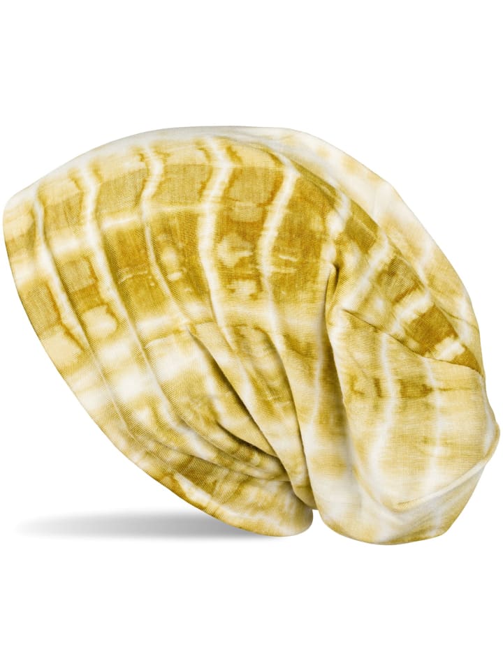 Beanie Mütze in Khaki-Weiß
