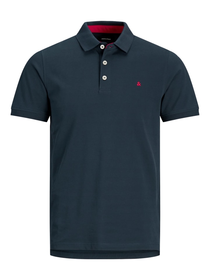 Polo Shirt JJEPAULOS Sommer Hemd Kragen Pique Cotton in Dunkelblau-2