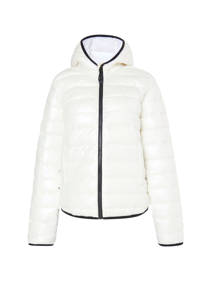 Damen Glänzende Steppjacke in Wollweiss