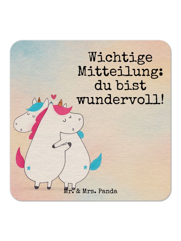 bieruntersetzer Einhorn Mitteilung Design mit S... in Weiß