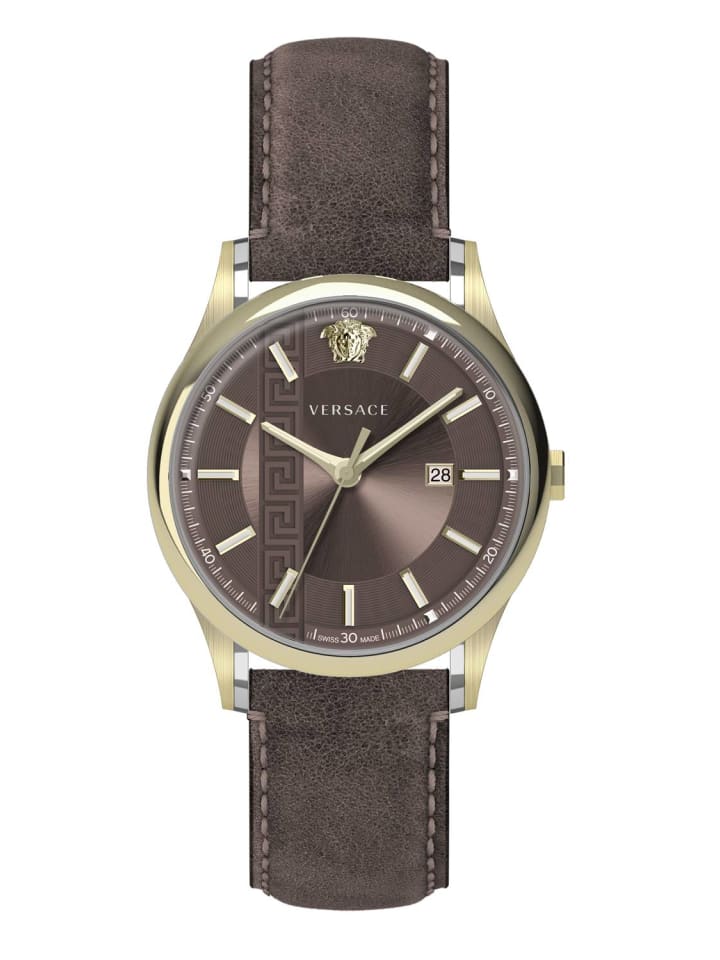 Schweizer Uhr Aiakos Goldfarben in braun
