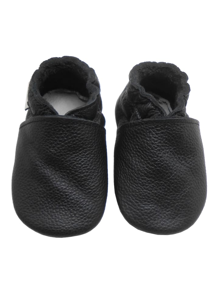 Baby-Leder-Laufschuhe, komfortabel mit rutschfester Sohle - Schwarz