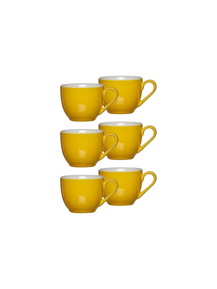 6er Set Espressotassen Doppio in Gelb 80 ml