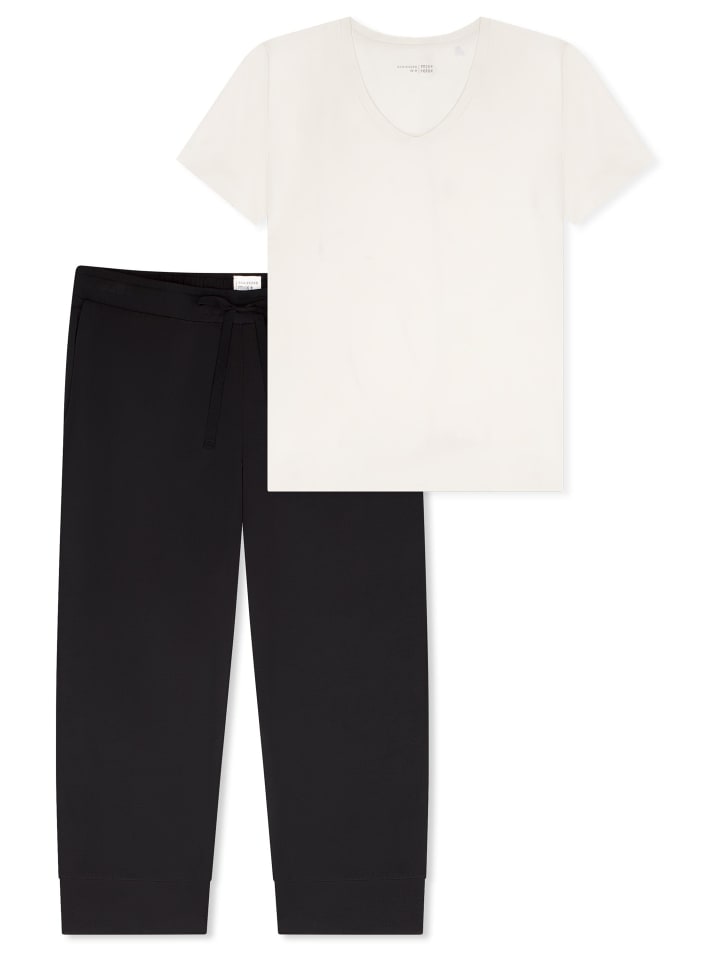 Schlafanzug Mix & Relax in Schwarz / creme