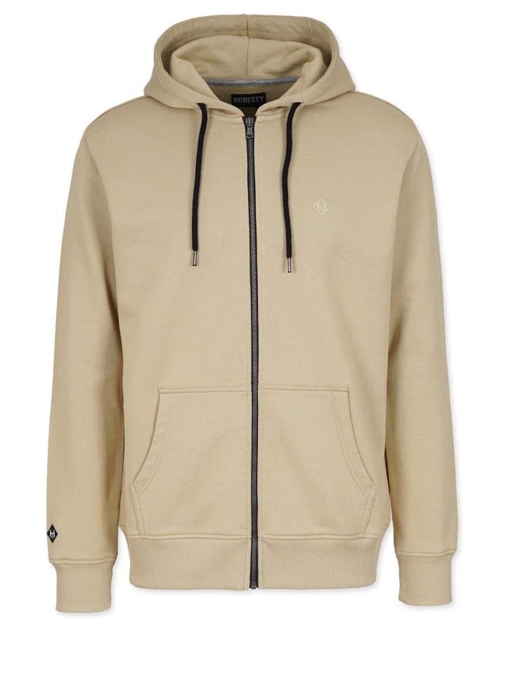 Zip Hooded Sweat " Superior " in beige