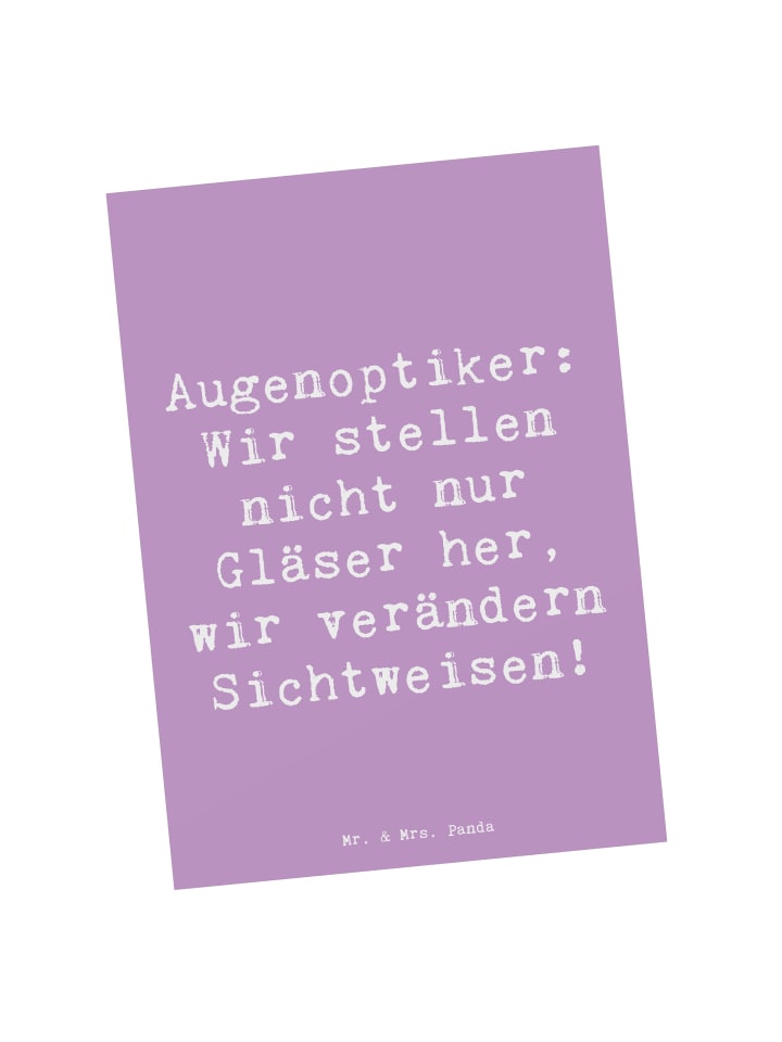 Postkarte Spruch Augenoptiker Sichtweise mit Sp... in Lavendeltraum