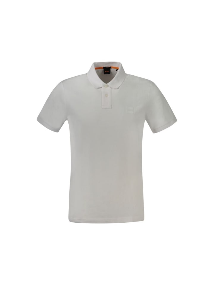 Weiß Baumwolle Herren Polo