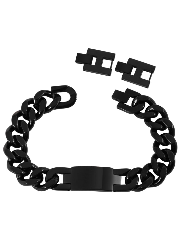 Herren Armband – Panzerarmband aus Edelstahl 21,5 cm in schwarz