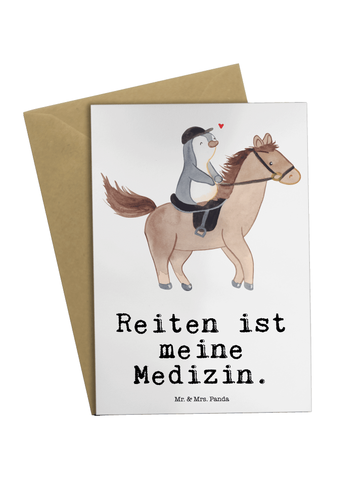 Glückwunschkarte Pferd Reiten mit Spruch in Weiß