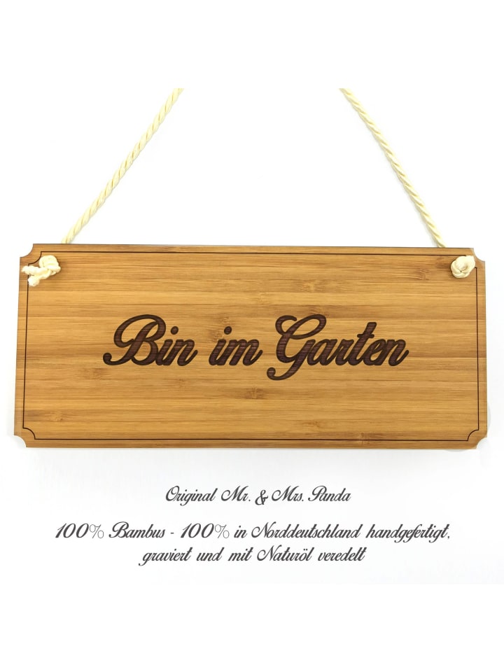Schild Bin im Garten mit Spruch in Keine Angabe