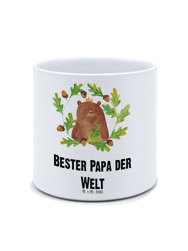 Pflanzkübel Bär König mit Spruch in Weiß