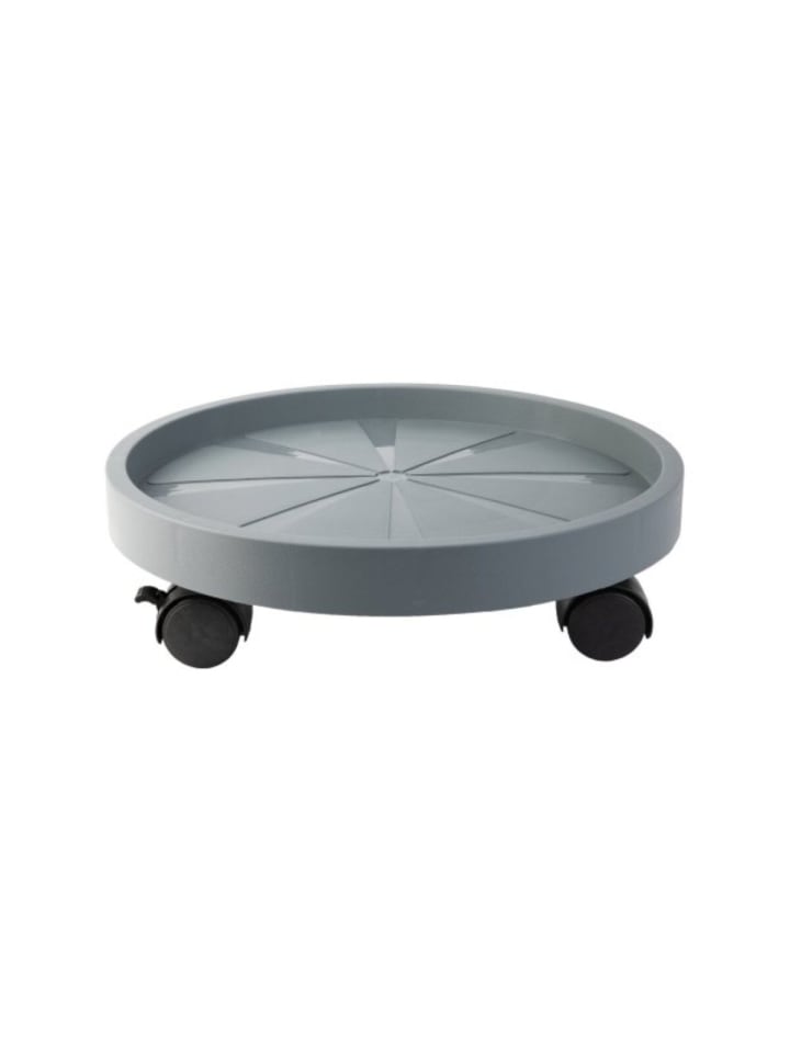 Pflanzroller aus Kunststoff ø33 x 6 cm, mit Rollen & Feststellbremsen in Braun