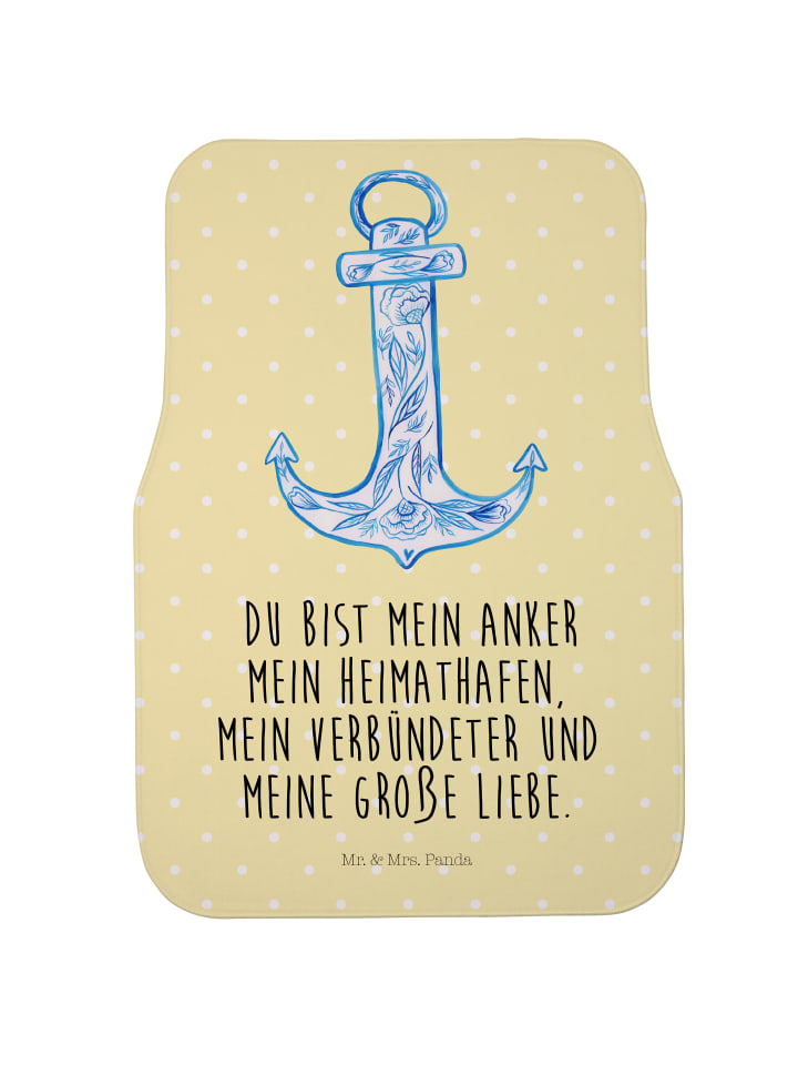 Fußmatte Auto Anker Blau mit Spruch in Gelb Pastell