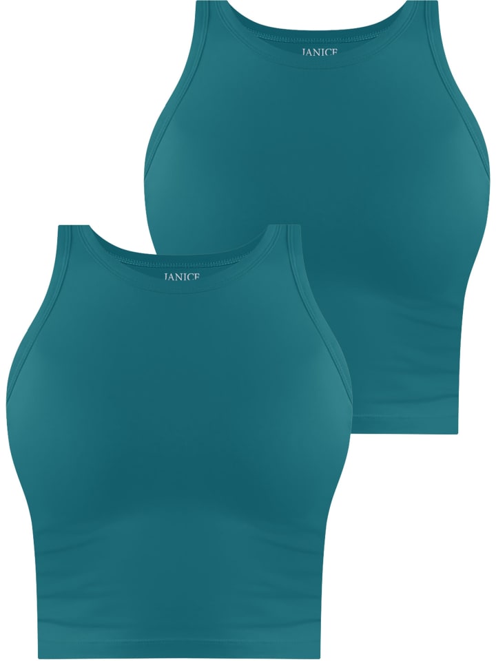 2 x Damen crop Top hochgeschlossen Niah in Petrol