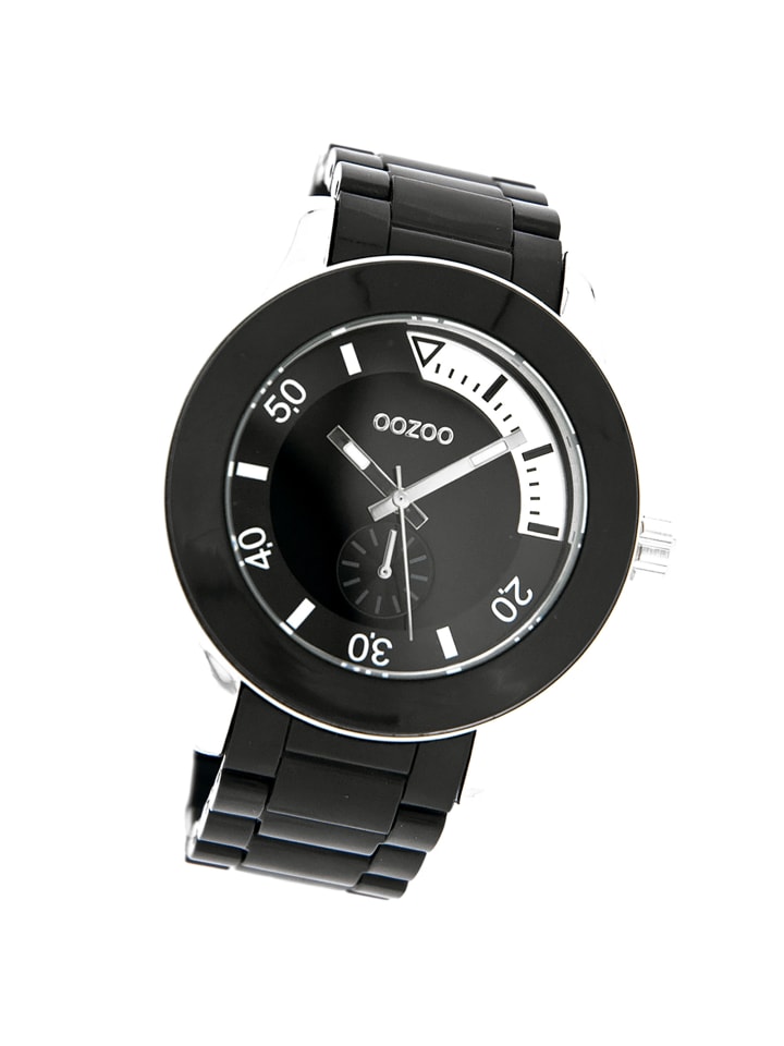 Analog-Armbanduhr Oozoo Timepieces schwarz groß (ca. 45mm)