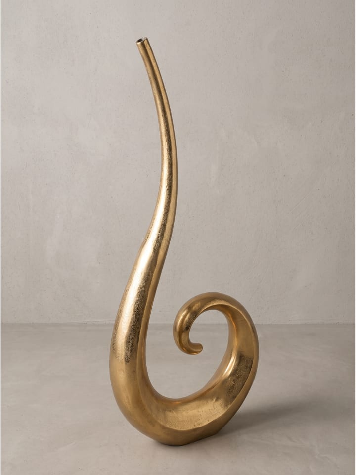 Bodenvase organisch, massives Aluminium, handgefertigt, Modern in Gold