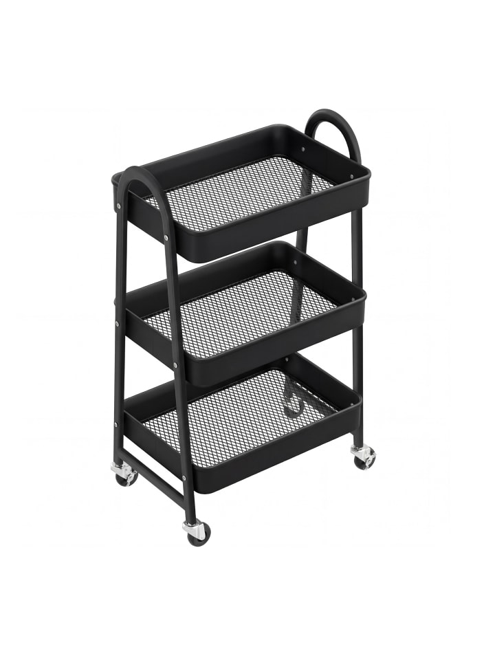 Beistellwagen Pataye in Schwarz - (B)29 x (H)77.5 x (T)45 cm