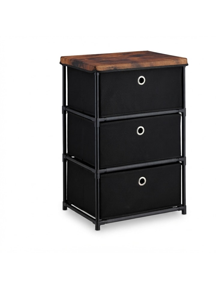 Kommode in Schwarz/ Braun - (B)43 X (H)65 x (T)33 cm