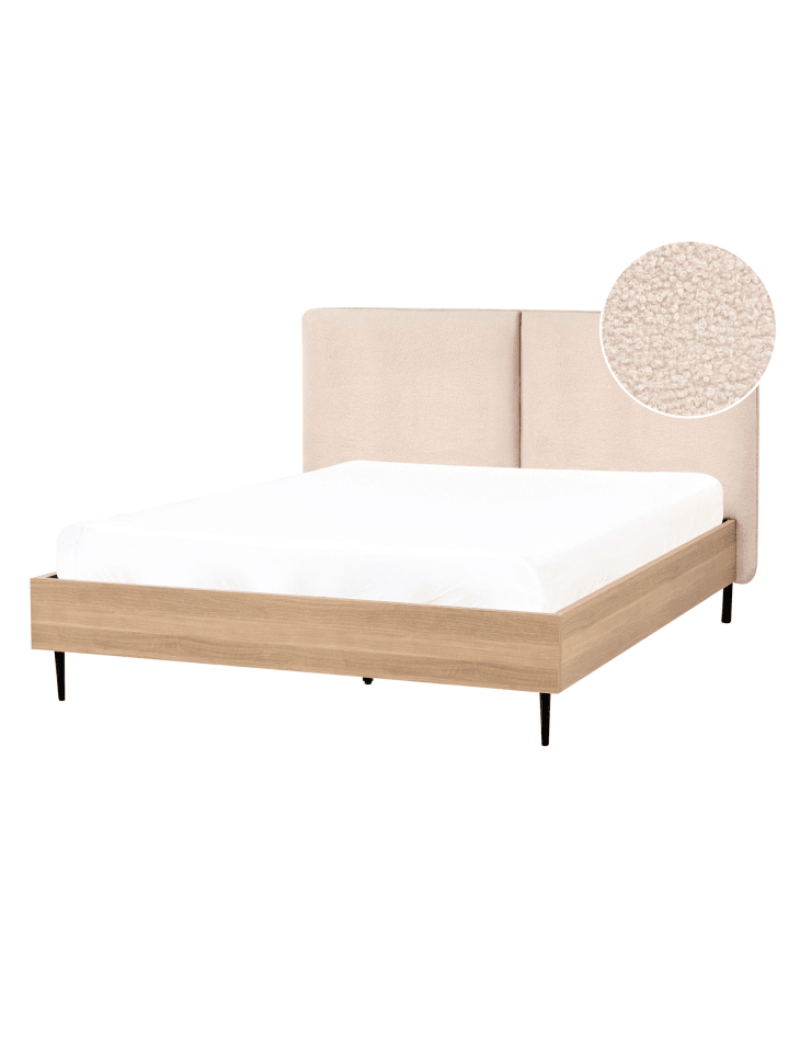 2-tlg Doppelbett LIMANTON in Beige/Schwarz/Braun