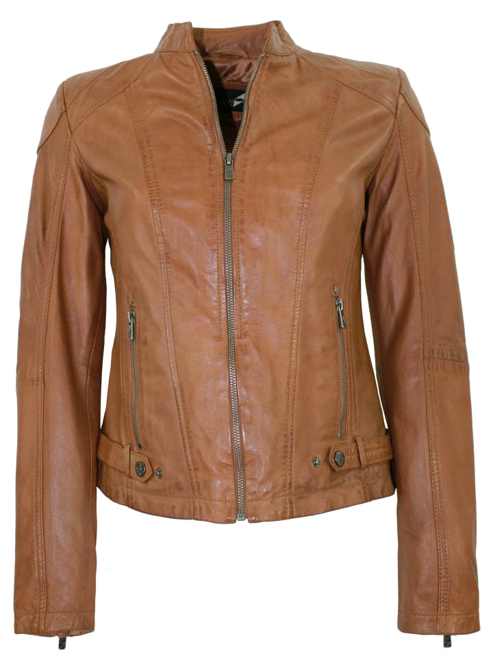 Lederjacke Lammnappa in Cognac