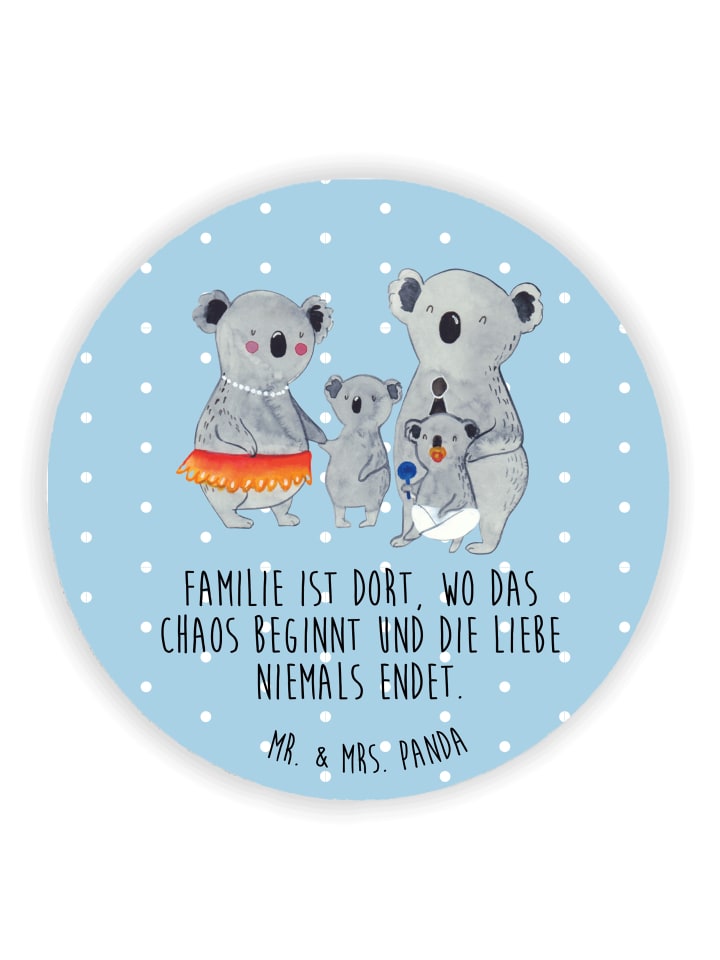 whiteboardmagnet Koala Familie mit Spruch in Blau Pastell